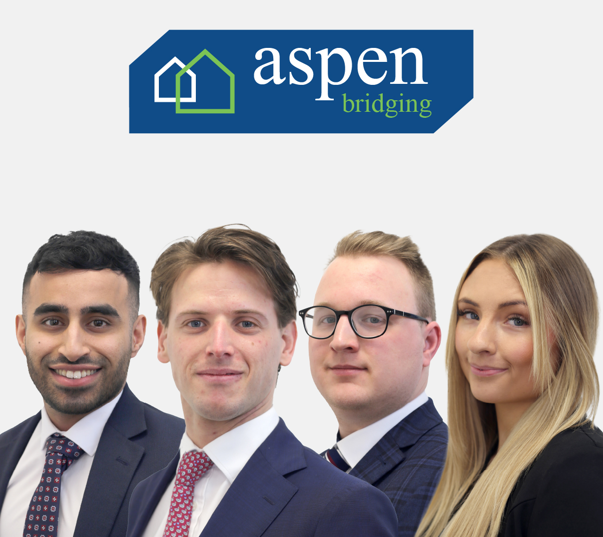(L-R): Aqib Iqbal, Head of Credit; Richard Coombs, Operations Manager; Richard Tweddell, Underwriting Manager and Sinead McMurray, Credit Manager, Aspen Bridging.